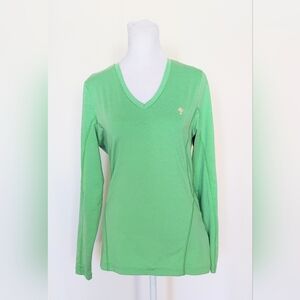 Peter Millar Element Wicking 50+ UPF V Neck Sunshirt Womens Size Small Green